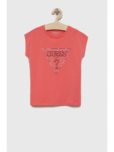 Детска тениска Guess в розово