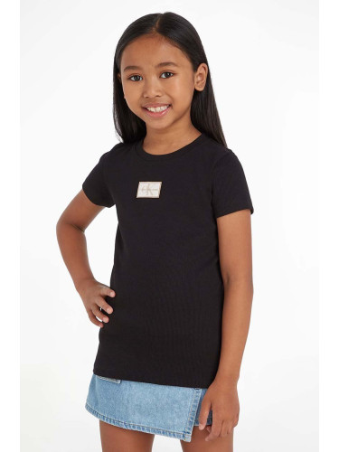Детска тениска Calvin Klein Jeans в черно