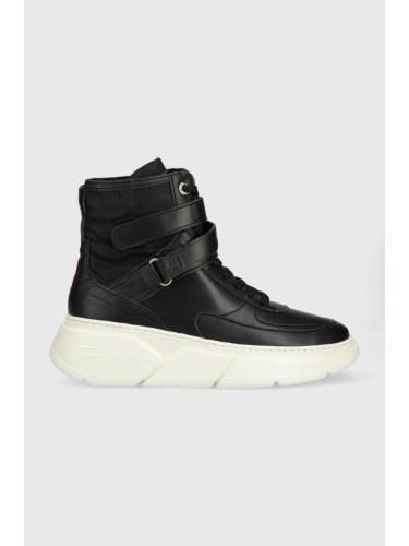 Кожени маратонки Tommy Hilfiger FW0FW06910 CHUNKY WARM SNEAKER HIGH в черно