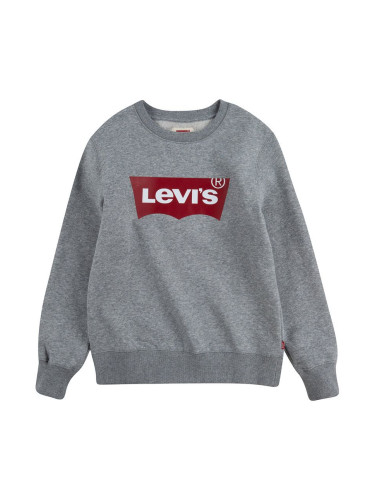 Детски суичър Levi's в сиво с принт