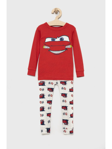 Детска памучна пижама GAP в червено с принт