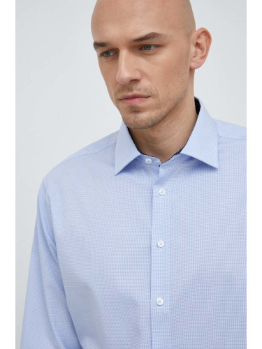 Памучна риза Seidensticker Shaped мъжка в синьо със стандартна кройка 01.253710