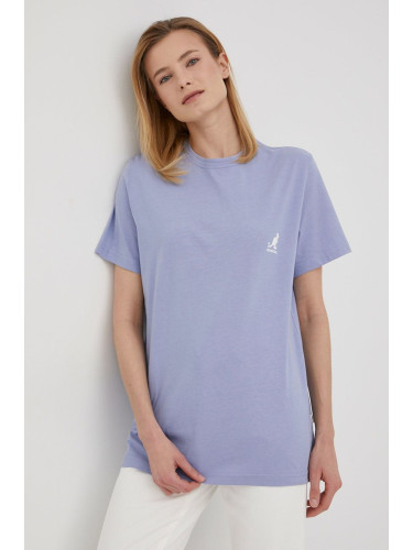 Памучна тениска Kangol в лилаво