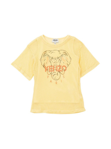 Детска памучна тениска Kenzo Kids в жълто