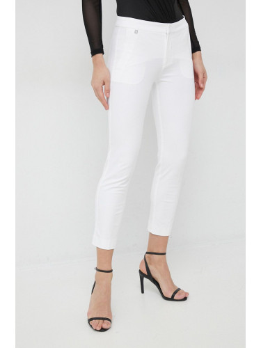 Панталони Lauren Ralph Lauren в бяло със стандартна кройка, със стандартна талия