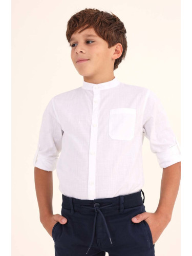 Детска памучна риза Mayoral в бяло