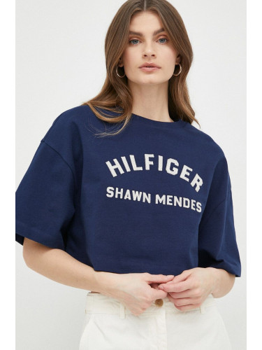 Памучна тениска Tommy Hilfiger x Shawn Mendes в тъмносиньо