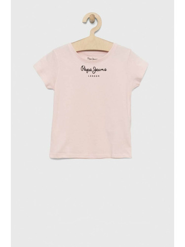 Детска памучна тениска Pepe Jeans В розово