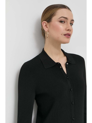 Блуза с дълги ръкави Patrizia Pepe в черно с яка тип peter pan