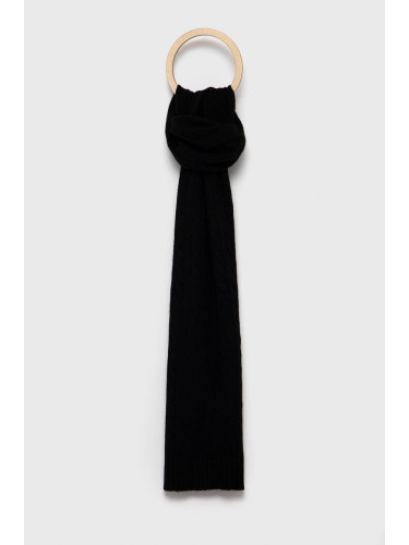 Вълнен шал Polo Ralph Lauren в черно с изчистен дизайн
