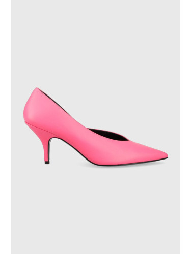 Кожени обувки с висок ток Patrizia Pepe в розово