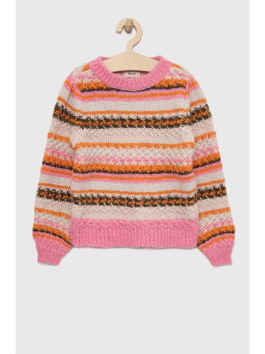 Детски пуловер Kids Only в розово от топла материя