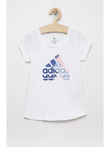 Детска памучна тениска adidas в бяло