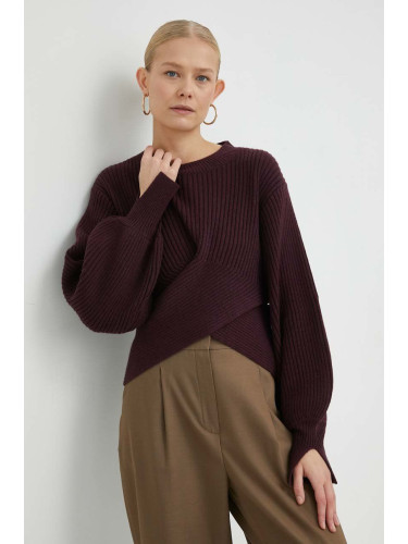 Пуловер с вълна Bruuns Bazaar Sedum Irina дамски в бордо