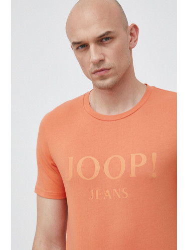 Памучна тениска Joop! в оранжево с принт