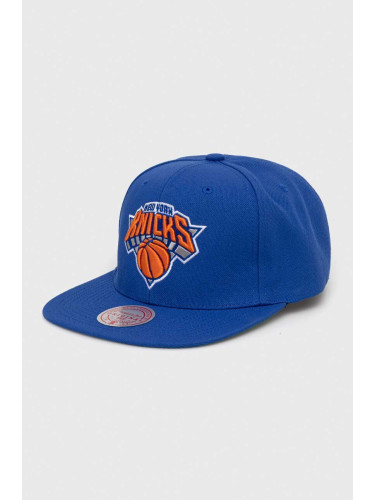 Шапка с козирка Mitchell&Ness New York Knicks в синьо с апликация