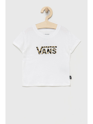 Детска памучна тениска Vans в бяло