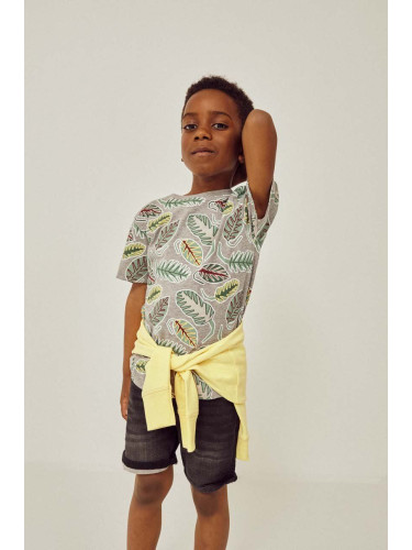 Детска памучна тениска zippy в сиво с принт
