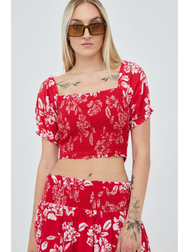Блуза Superdry в червено с флорален десен
