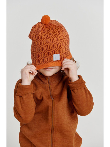 Детска шапка Reima в оранжево от вълна