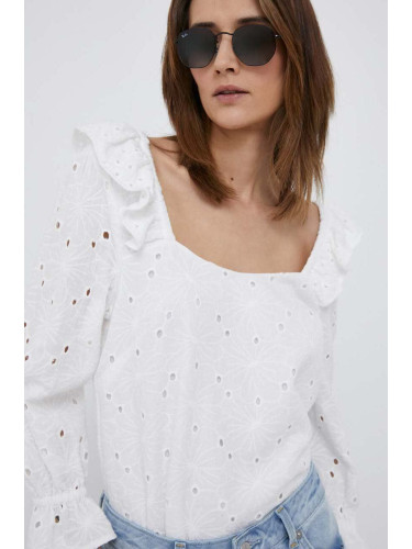 Памучна блуза PS Paul Smith дамска в бяло с изчистен дизайн