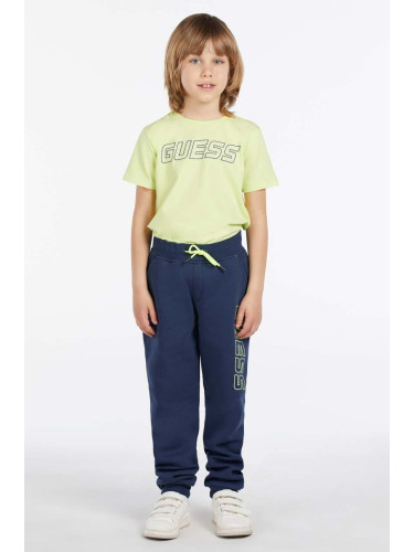 Детски спортен панталон Guess в тъмносиньо с принт