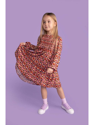 Детска памучна рокля Coccodrillo къс модел разкроен модел