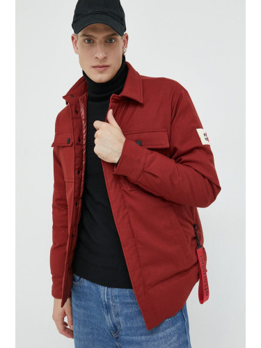 Пухено яке After Label в червено със зимна изолация