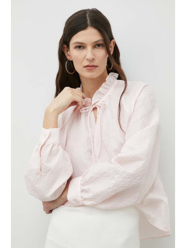 Блуза Samsoe Samsoe в розово с изчистен дизайн