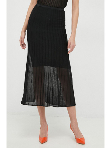 Пола Calvin Klein в черно дълъг модел с кройка тип молив