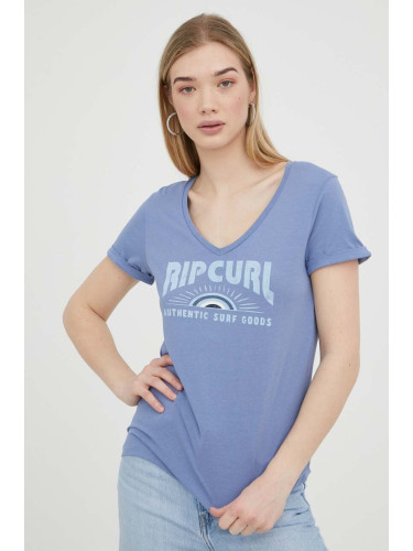 Памучна тениска Rip Curl в синьо