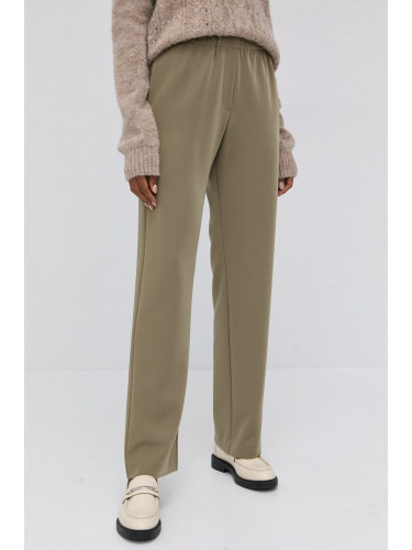 Панталон Samsoe Hoys дамски в бежово с широка каройка, висока талия F16304674