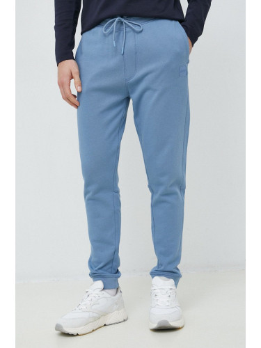 Памучен спортен панталон BOSS CASUAL в синьо с изчистен дизайн 50468448
