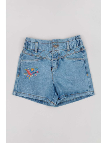 Детски дънков къс панталон zippy в синьо с изчистен дизайн