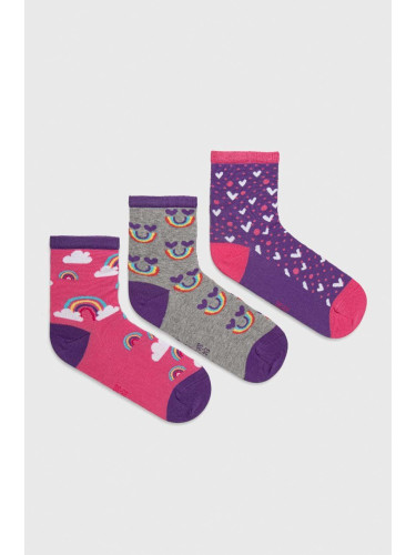 Детски чорапи Skechers (3 броя) в лилаво