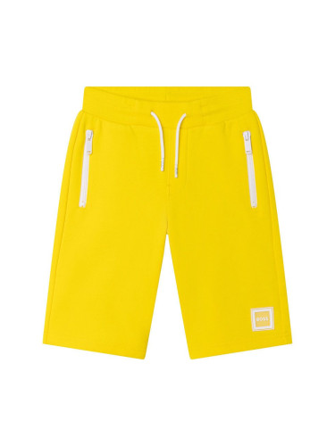 Детски къси панталони BOSS в жълто с регулируема талия