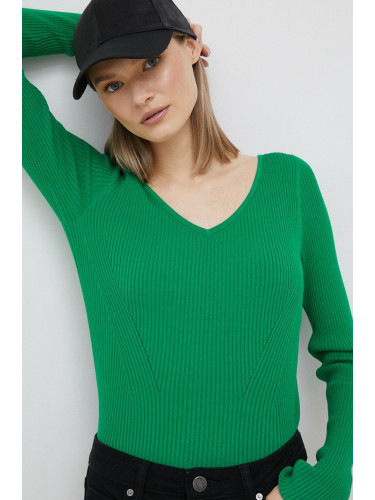 Пуловер Joop! в зелено с изчистен дизайн