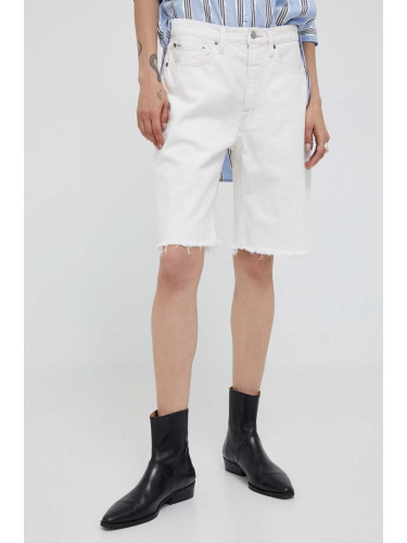Памучен къс панталон Polo Ralph Lauren в бяло с изчистен дизайн с висока талия