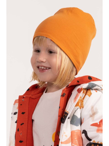 Детска шапка с две лица Coccodrillo в оранжево с фина плетка
