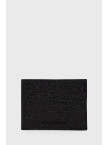 Кожен портфейл и калъф за карти Emporio Armani мъжки в черно Y4R378 Y068E