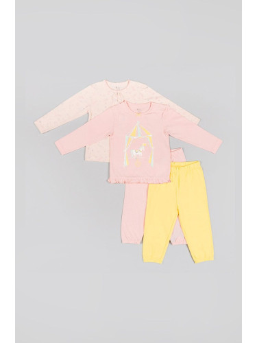 Детска памучна пижама zippy в розово с принт
