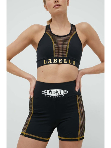 Къс панталон за трениране LaBellaMafia Boxer в черно с принт с висока талия