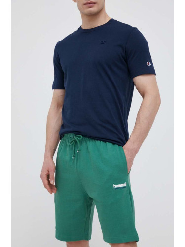 Къс панталон Hummel hmlLGC GABE SWEATSHORTS в зелено меланж на