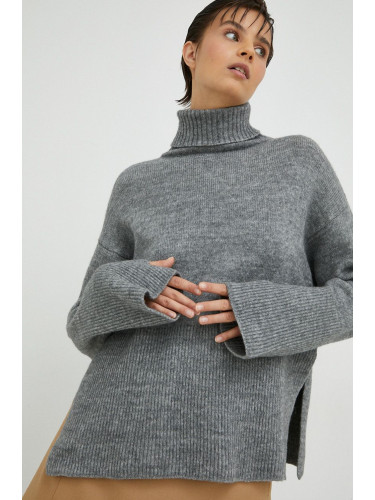 Пуловер с вълна Herskind дамски в сиво с поло