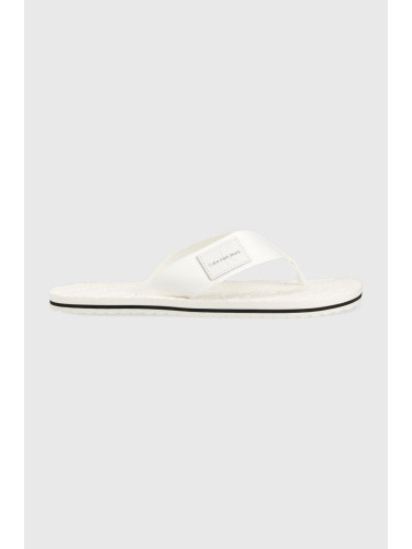 Джапанки Calvin Klein Jeans BEACH SANDAL WOVEN PATCH в бяло