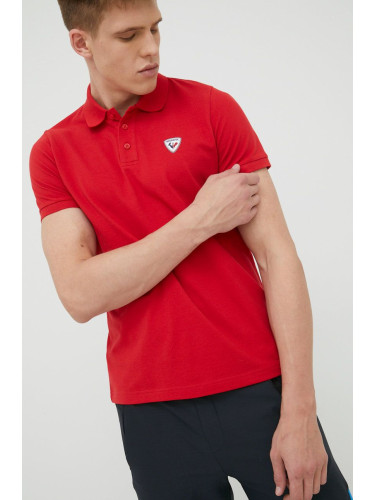 Памучна тениска с яка Rossignol в червено с изчистен дизайн RLKMY01