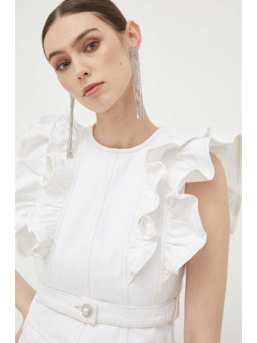 Дънкова блуза Custommade дамска в бяло с изчистен дизайн