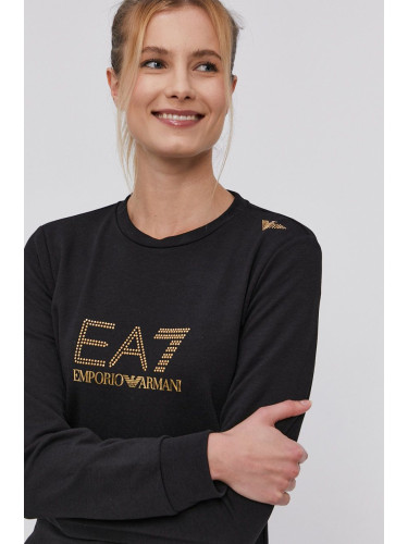 Суичър EA7 Emporio Armani в черно с апликация