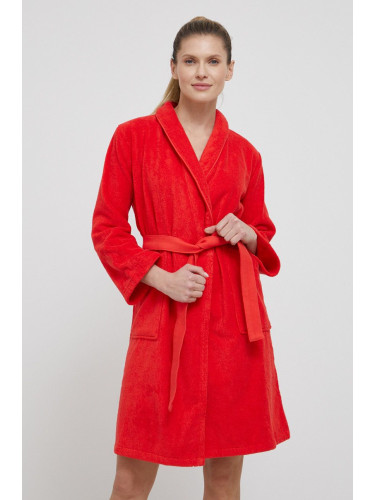 Памучен халат Kenzo в червено