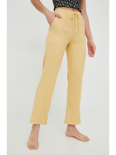 Панталон Billabong в жълто със стандартна кройка, с висока талия